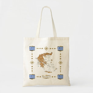 Griechenland-Karte + Flaggen-Tasche Tragetasche