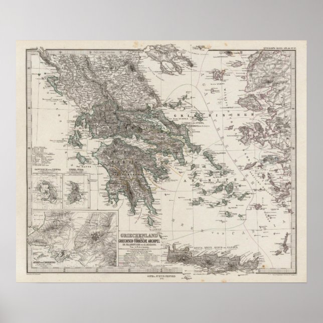 Griechenland Karte von Stieler Poster (Vorne)