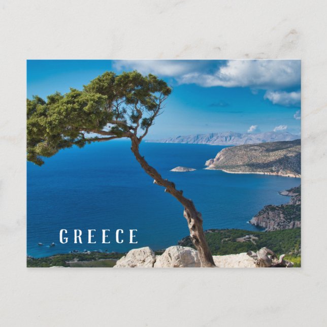 Griechenland Küste - Monolithos Landschaftlich Gri Postkarte (Vorderseite)