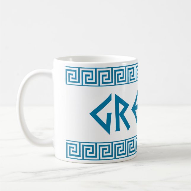 Griechenland-Landsymbolnamen-Textgrieche Kaffeetasse (Links)