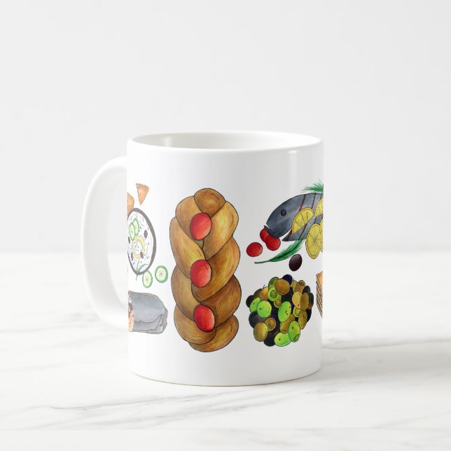 Griechenland mediterrane Lebensmittel Printmedien  Kaffeetasse (Vorderseite Links)