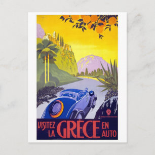 Griechenland Mit dem Auto - Vintage Travel Postkarte