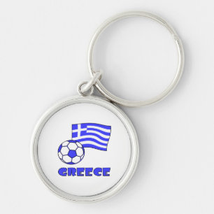 Griechenland mit griechischer Flagge und Fußball Schlüsselanhänger