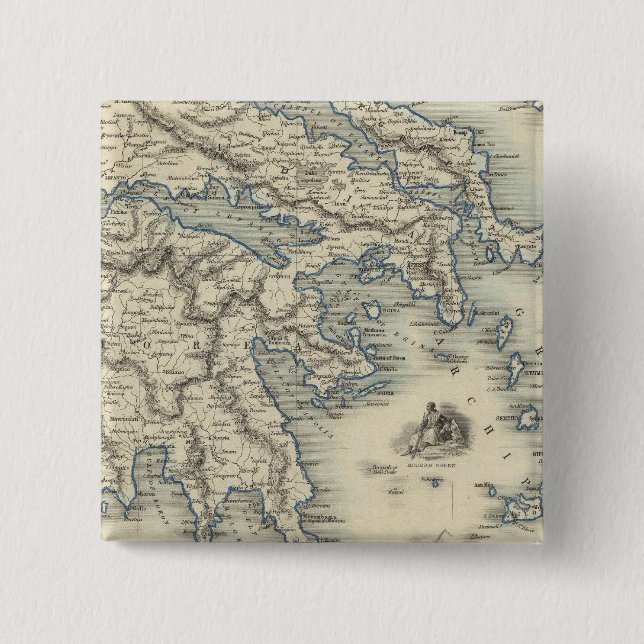 Griechenland mit Karten von Korfu und Stampalia Button (Vorderseite)