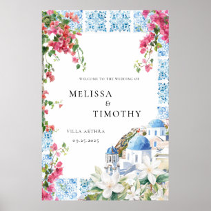 Griechenland Mittelmeer Blumenfliesen Hochzeitsbeg Poster