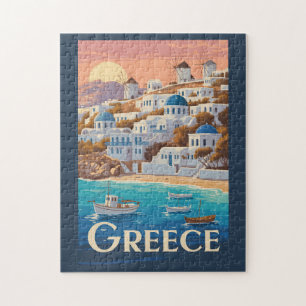 Griechenland Mykonos Illustration Travel Art Vinta