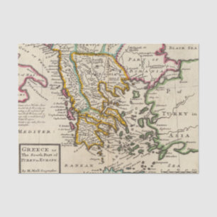 Griechenland oder das Südteil von der Türkei in Seidenpapier