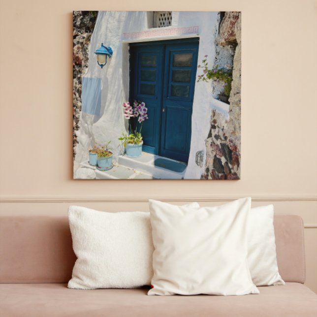 Griechenland Oia Santorini Blue Door White Leinwanddruck (Von Creator hochgeladen)