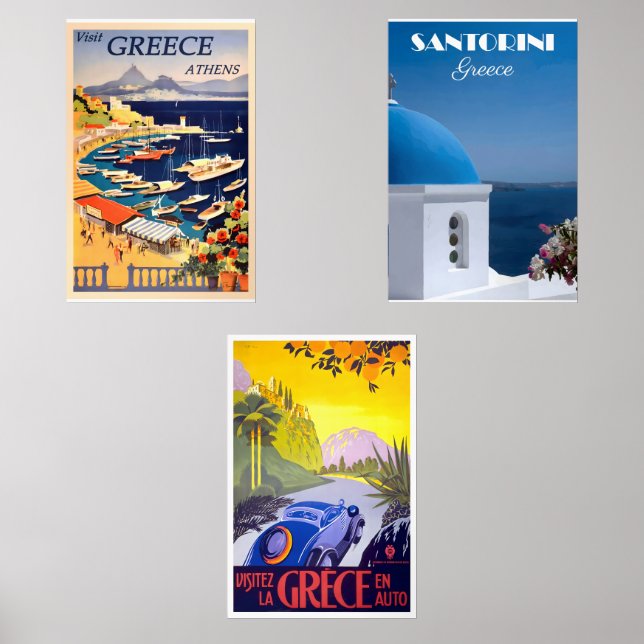 Griechenland: Oldtimer-Plakate Bilderwand Sets (Vorderseite)