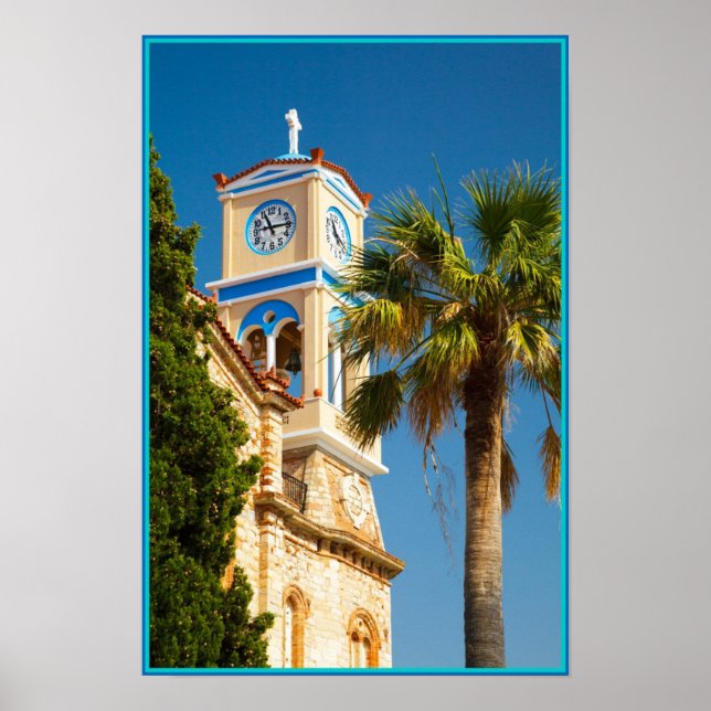 Griechenland - orthodoxe griechische Kirche mit Pa Poster (Vorne)