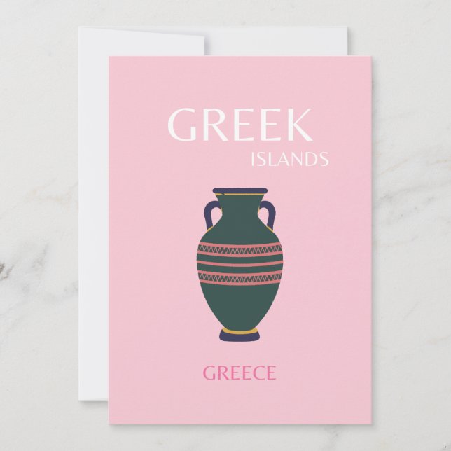 Griechenland, Preppy, Pink Dankeskarte (Vorderseite)