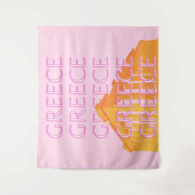 Griechenland, Reisekunst, Rosa Wandteppich (Vorderseite)
