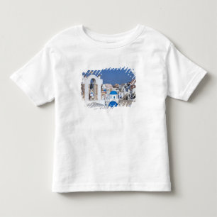 Griechenland, Santorini. Glockenturm und blaue Kup Kleinkind T-shirt
