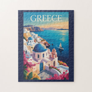 Griechenland Santorini Illustration Travel Art Vin