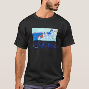 Griechenland Santorini Skyline Weiße und Blaue Häu T-Shirt