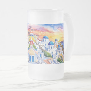 Griechenland Santorini Wasserfarbe Ägäisches Meer  Mattglas Bierglas