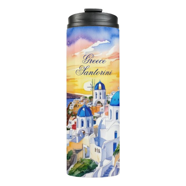 Griechenland Santorini Wasserfarbe Ägäisches Meer  Thermosbecher (Vorderseite)