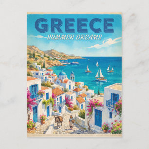 Griechenland Sommerträume Vintage-Reisedesign Postkarte