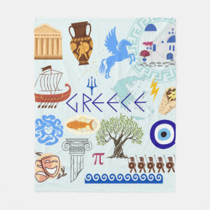 Griechenland Symbole für Reisende Fleecedecke