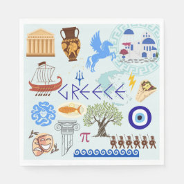 Griechenland Symbole für Reisende Serviette