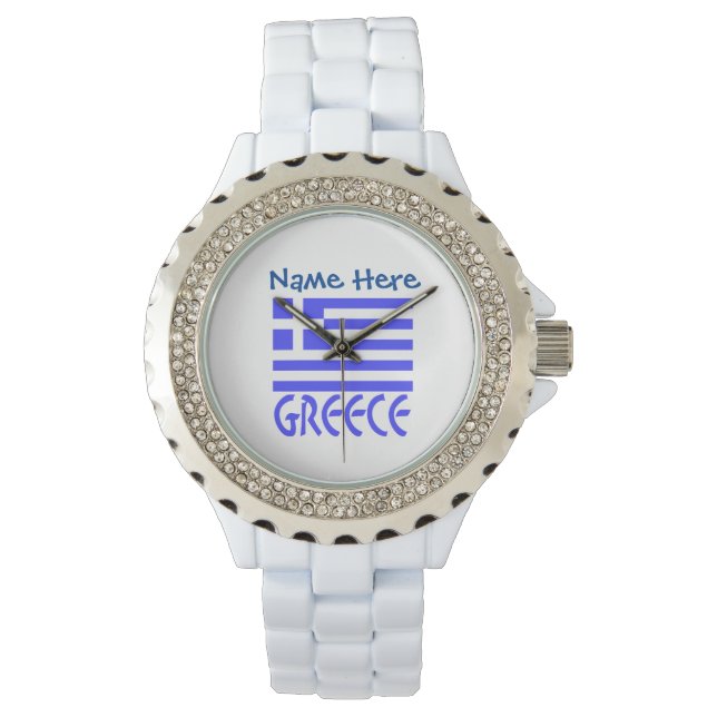 Griechenland und die griechische Flagge - Blaue Pe Armbanduhr (Vorderseite)