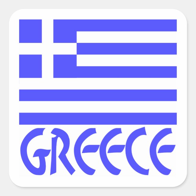 Griechenland und die griechische Flagge Quadratischer Aufkleber (Vorderseite)