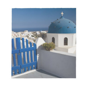 Griechenland und die griechische Insel Santorin au Notizblock