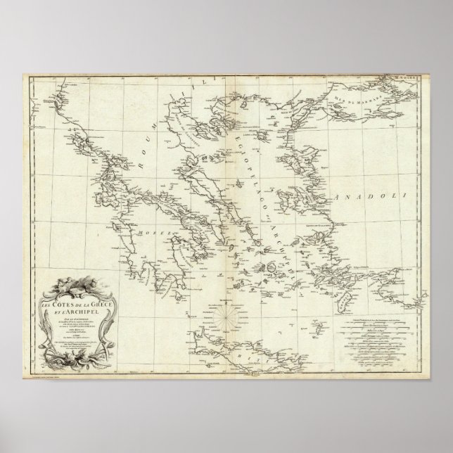 Griechenland und die Türkei - Karte Poster (Vorne)