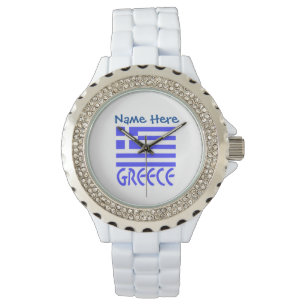 Griechenland und griechische Flagge Blau Personali Armbanduhr