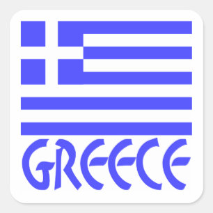 Griechenland und griechische Flagge Quadratischer Aufkleber