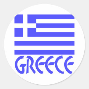 Griechenland und griechische Flagge Runder Aufkleber