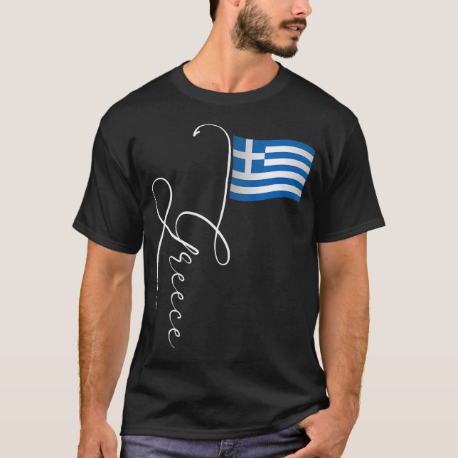 Griechenland Unterschrift Flag Pole T-Shirt (Vorderseite)