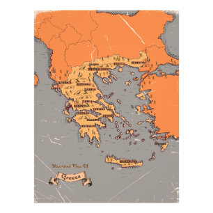 Griechenland Vintage-Kreis Karte Fotodruck
