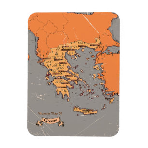 Griechenland - Vintage Landkreise Karte Magnet