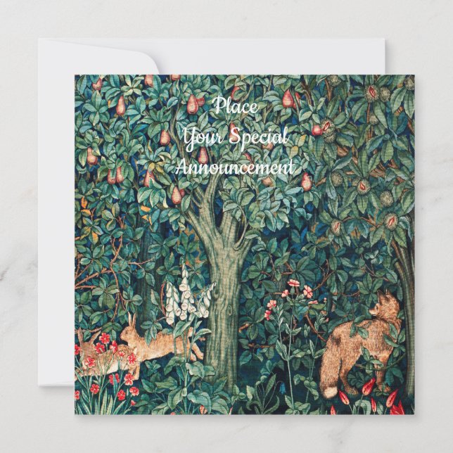 GRIECHENLAND, WALDBREITTIERE Hares, Fox, grüne Blü Einladung (Rückseite)