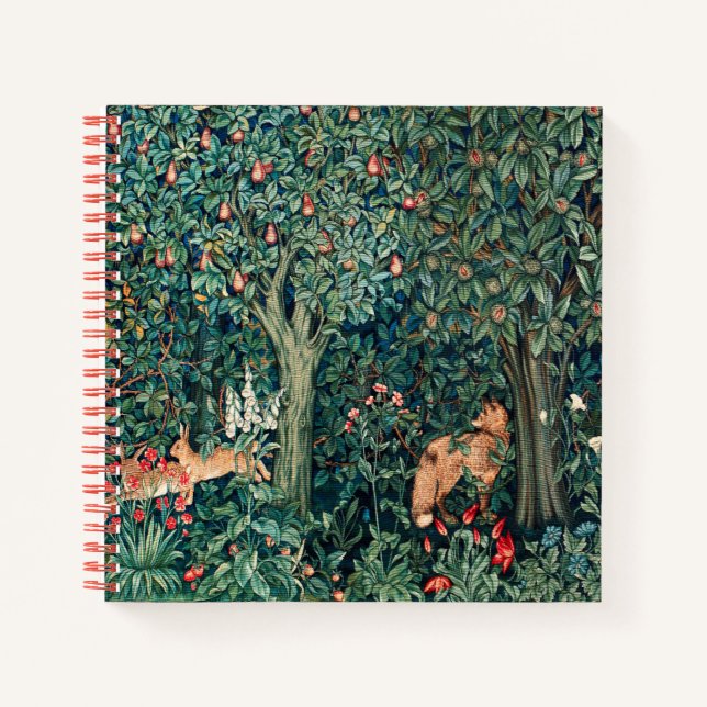GRIECHENLAND, WALDBREITTIERE Hares, Fox, grüne Blü Notizbuch (Vorderseite)