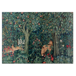 GRIECHENLAND,WALDBREITTIERE Hares,Fox,Grüne Blüte Schneidebrett