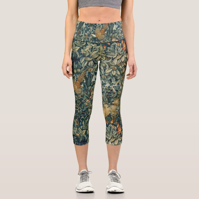 GRIECHENLAND,WALDTIERE Fasan,Ffocken,Grüne Blüte Capri Leggings (Vorderseite)