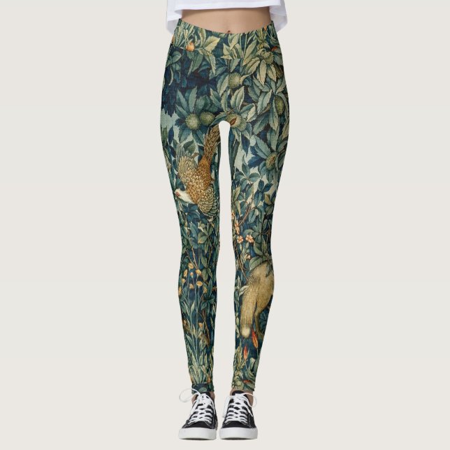 GRIECHENLAND,WALDTIERE Fasan,Ffocken,Grüne Blüte Leggings (Vorderseite)