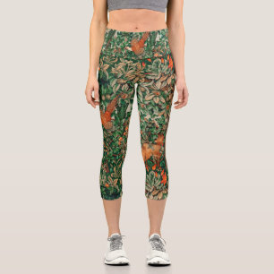 GRIECHENLAND,WALDTIERE Fasan, Fox, grüne Blüte Capri Leggings