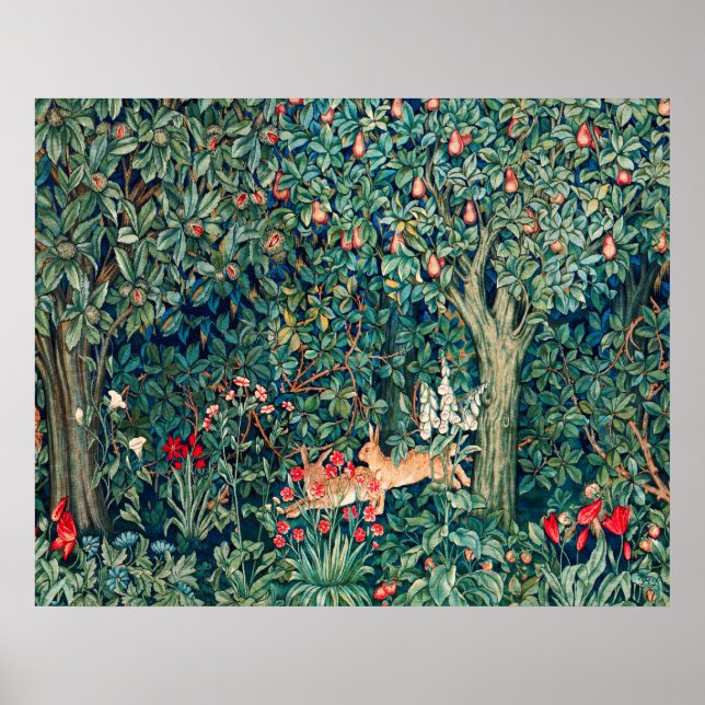 GRIECHENLAND, WALDTIERE Hares, grüne Blüte Poster (Vorne)