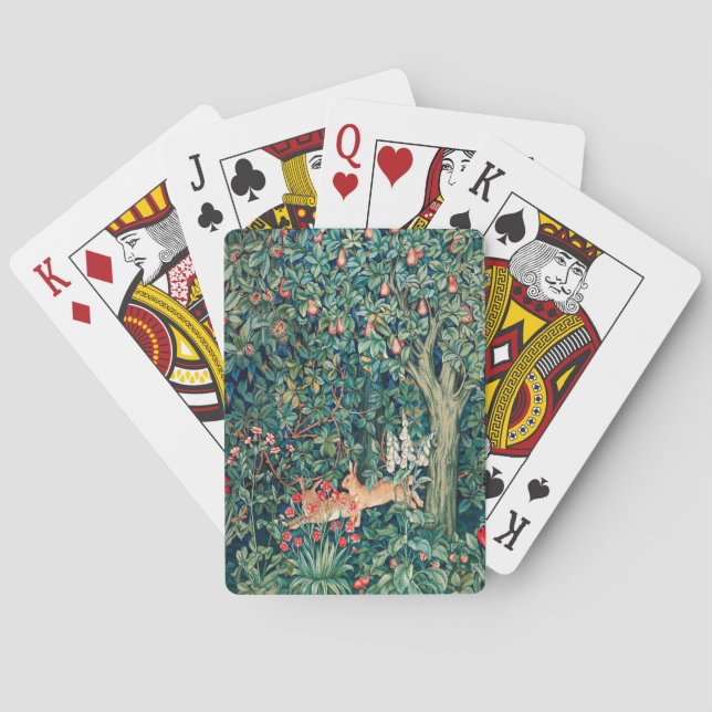 GRIECHENLAND, WALDTIERE Hares, grüne Blüte Spielkarten (Rückseite)
