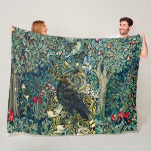GRIECHENLAND, WALDTIERE, IN GRÜNEN BLUMEN RAVEN FLEECEDECKE