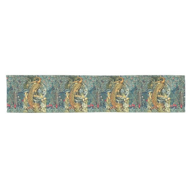 GRIECHENLAND, WALDTIERE, PEACOCK IN GRÜNEN BLUMEN KURZER TISCHLÄUFER (Horizontal)