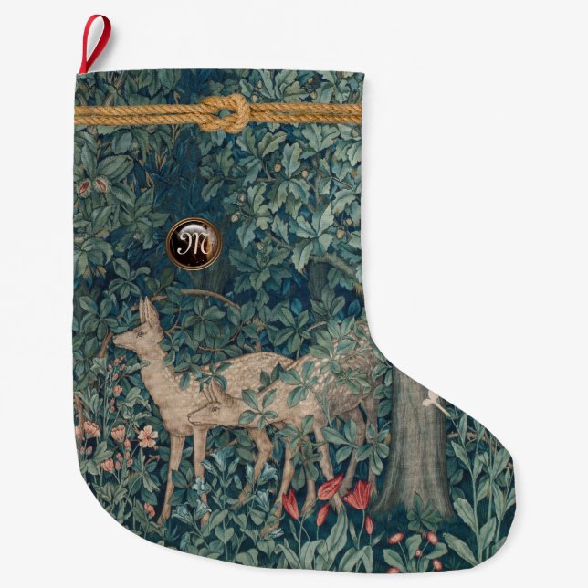 GRIECHENLAND, WALDTIERE und Monogramm Großer Weihnachtsstrumpf (Vorderseite)