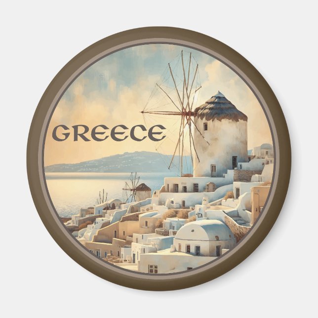 Griechenland Windmühlen von Mykonos Magnet (Vorne)