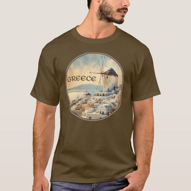 Griechenland Windmühlen von Mykonos T-Shirt (Vorderseite)