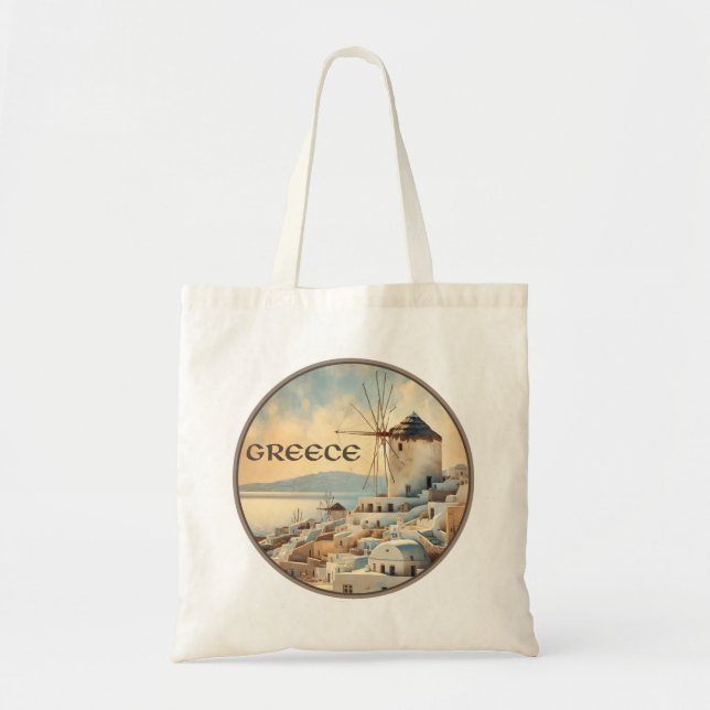 Griechenland Windmühlen von Mykonos Tragetasche (Vorne)