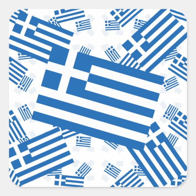 Griechenlandflagge in mehreren farbigen Ebenen Quadratischer Aufkleber (Vorderseite)