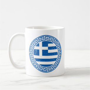 Griechenlandflagge mit griechischem Schlüssel Must Kaffeetasse